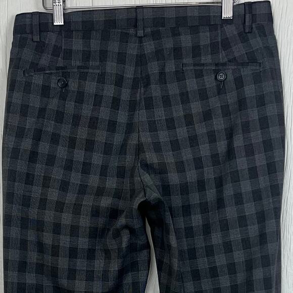 Murano Ultimate Modern Comfort Pant 
men’s 32x30 check pattern flat front gray - Picture 2 of 7